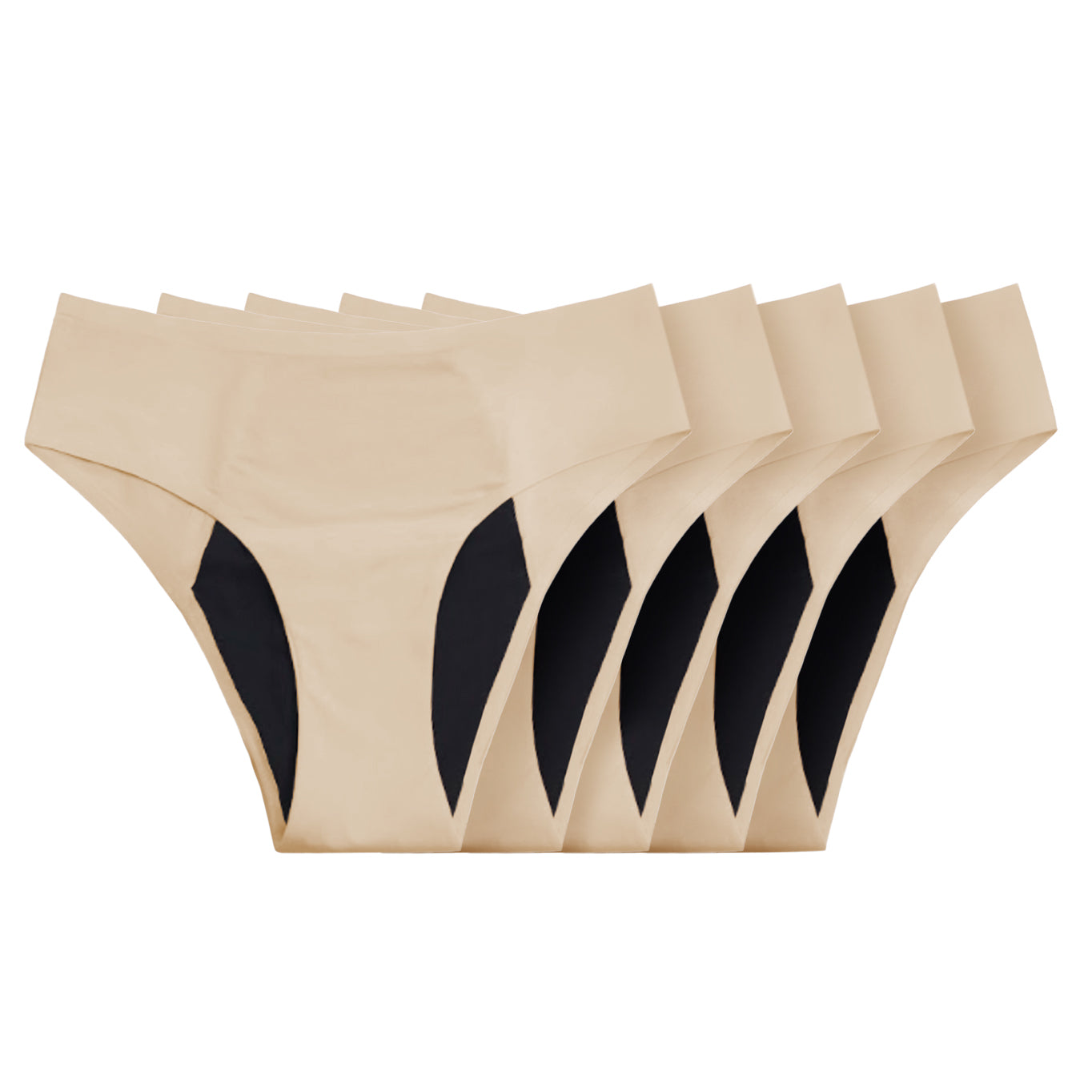 Seamless Leakproof Bikini (Heavy Absorbency Beige 5-Pack)